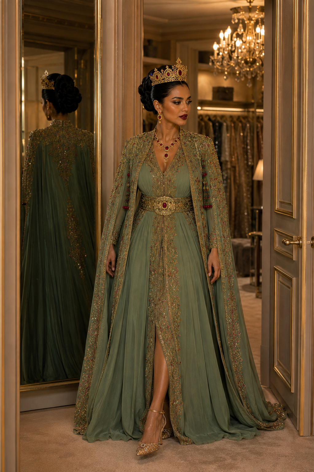 VENTE PRIVÉE 2027 CAFTAN AVEC SELHEME 2 PIÈCES ⚜️taille 34 à 46⚜️ EXCELLENT ÉTAT