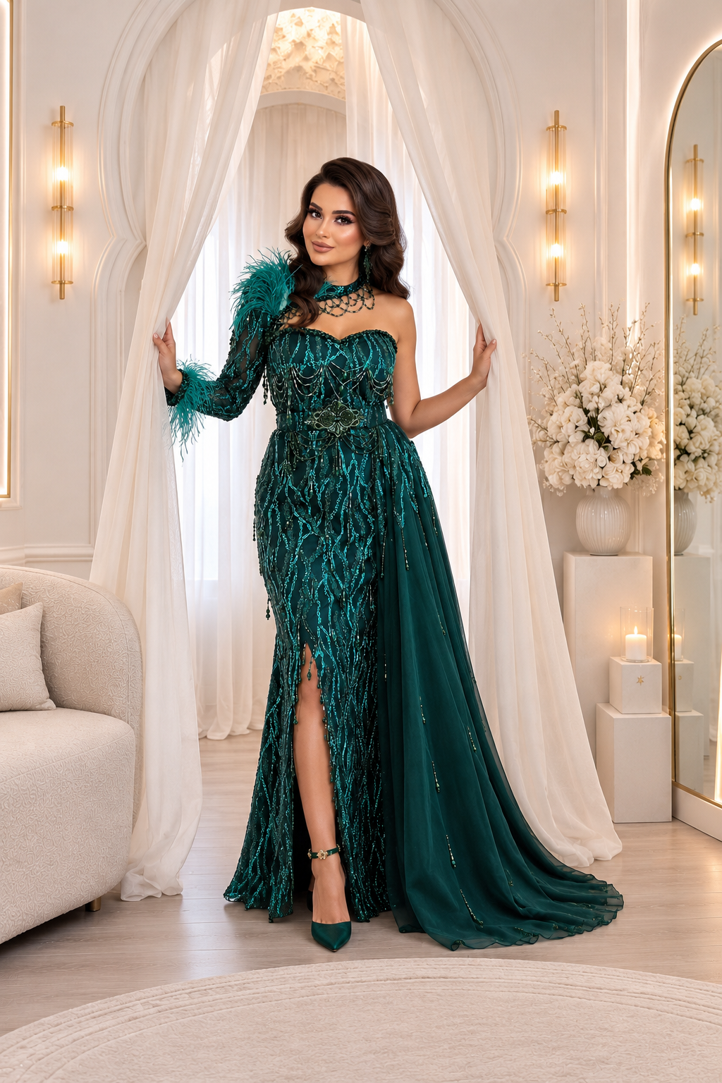 VENTE PRIVÉE Caftan Sirène avec surjupe ⚜️taille 34 à 42⚜️ Excellent état