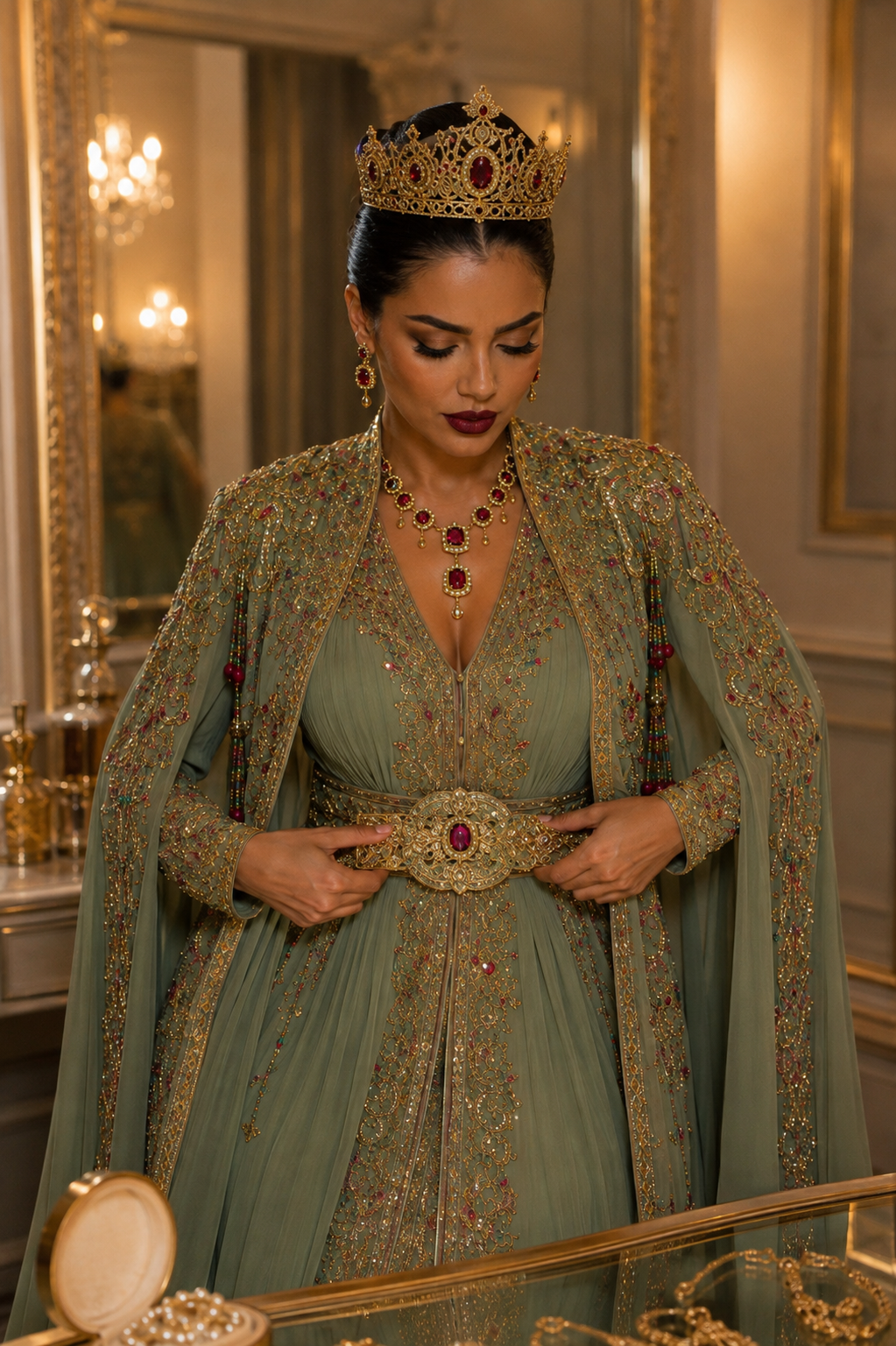 VENTE PRIVÉE 2027 CAFTAN AVEC SELHEME 2 PIÈCES ⚜️taille 34 à 46⚜️ EXCELLENT ÉTAT