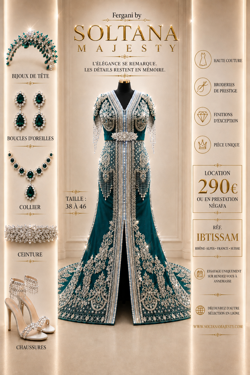 VENTE PRIVÉE 2027 FERGANI ⚜️Taille 40 à 46⚜️ Envoie le 02 octobre pour cette robe