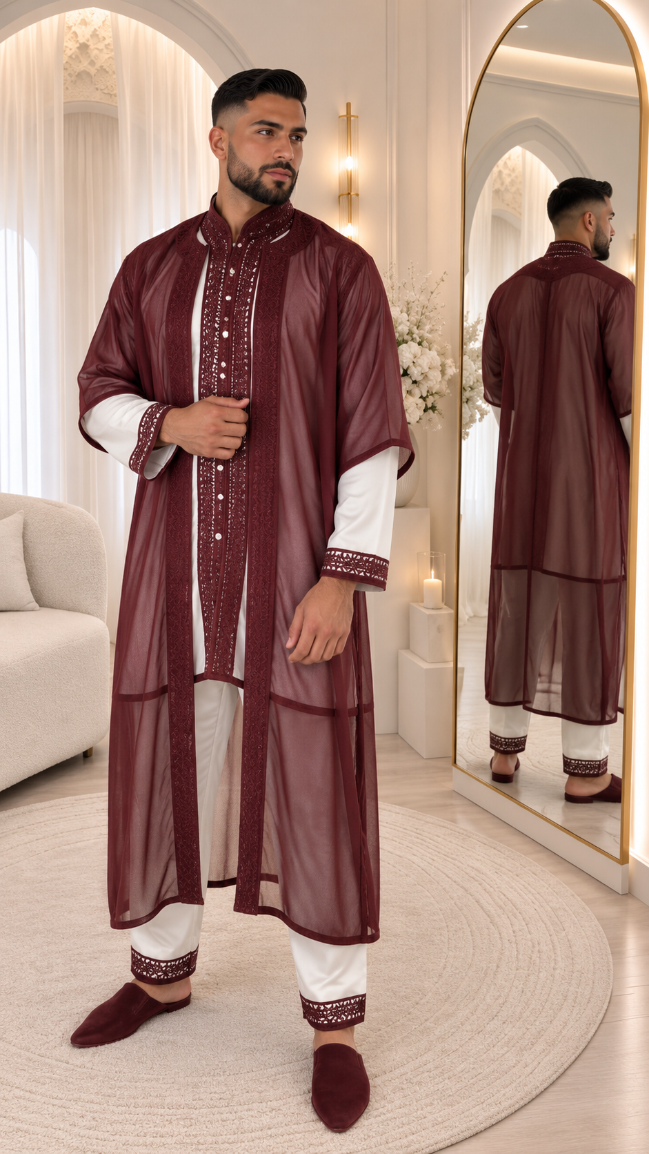 JABADOR HOMME BORDEAU ET BLANC